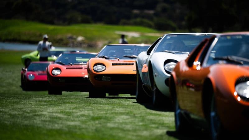 Lamborghini line up at Monterey car week 2026